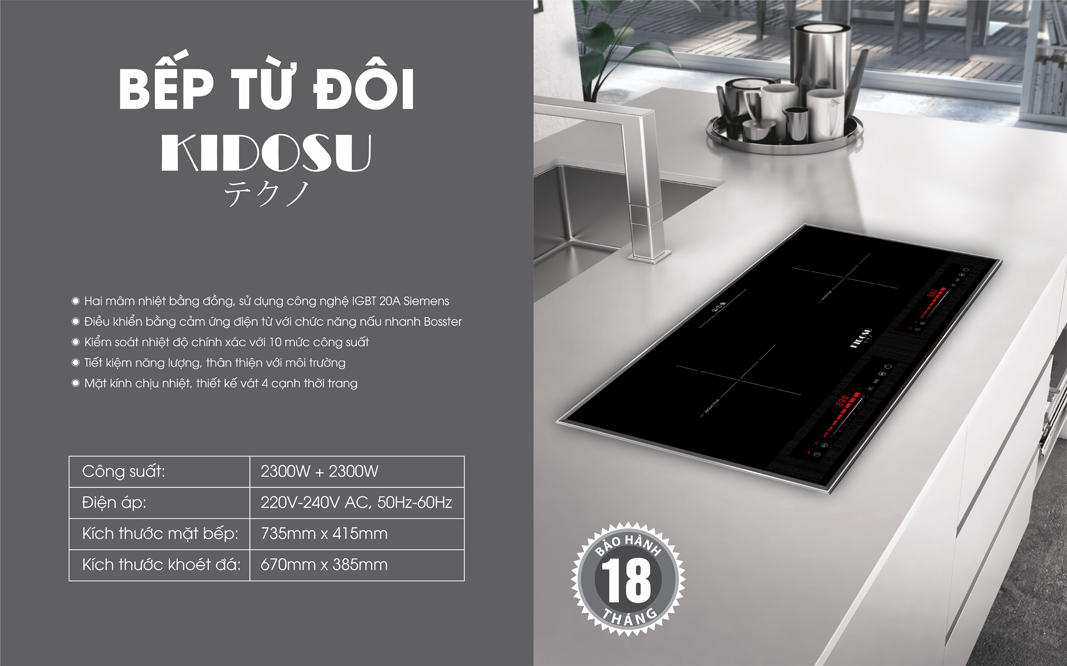 Bếp từ đôi Kidosu