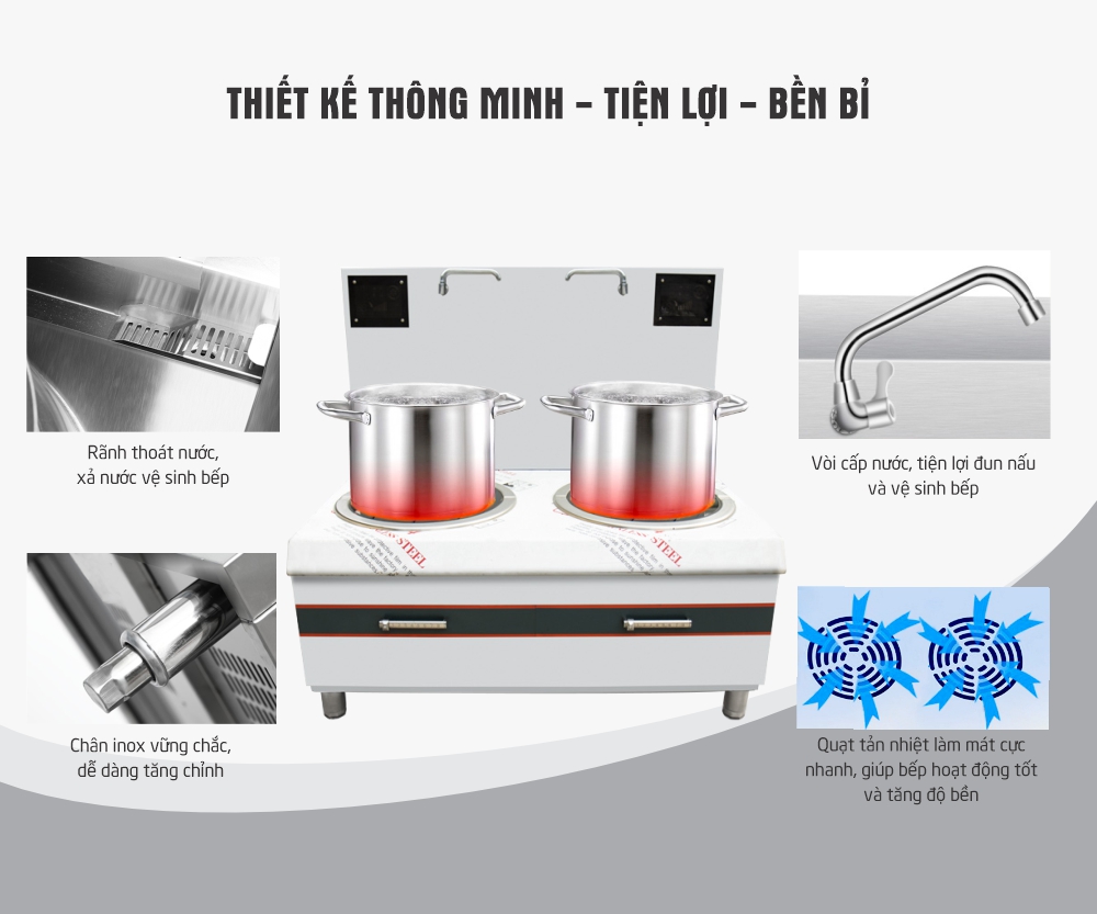 Bếp từ đôi công nghiệp 15kw