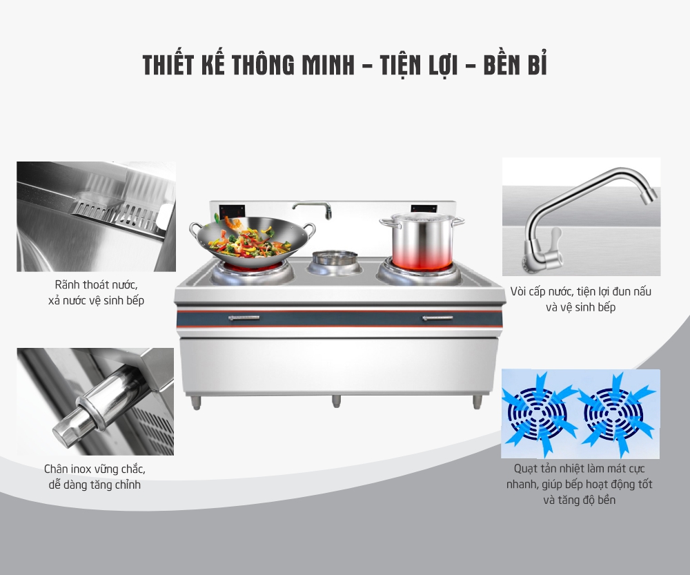 Bếp từ đôi công nghiệp 15kw