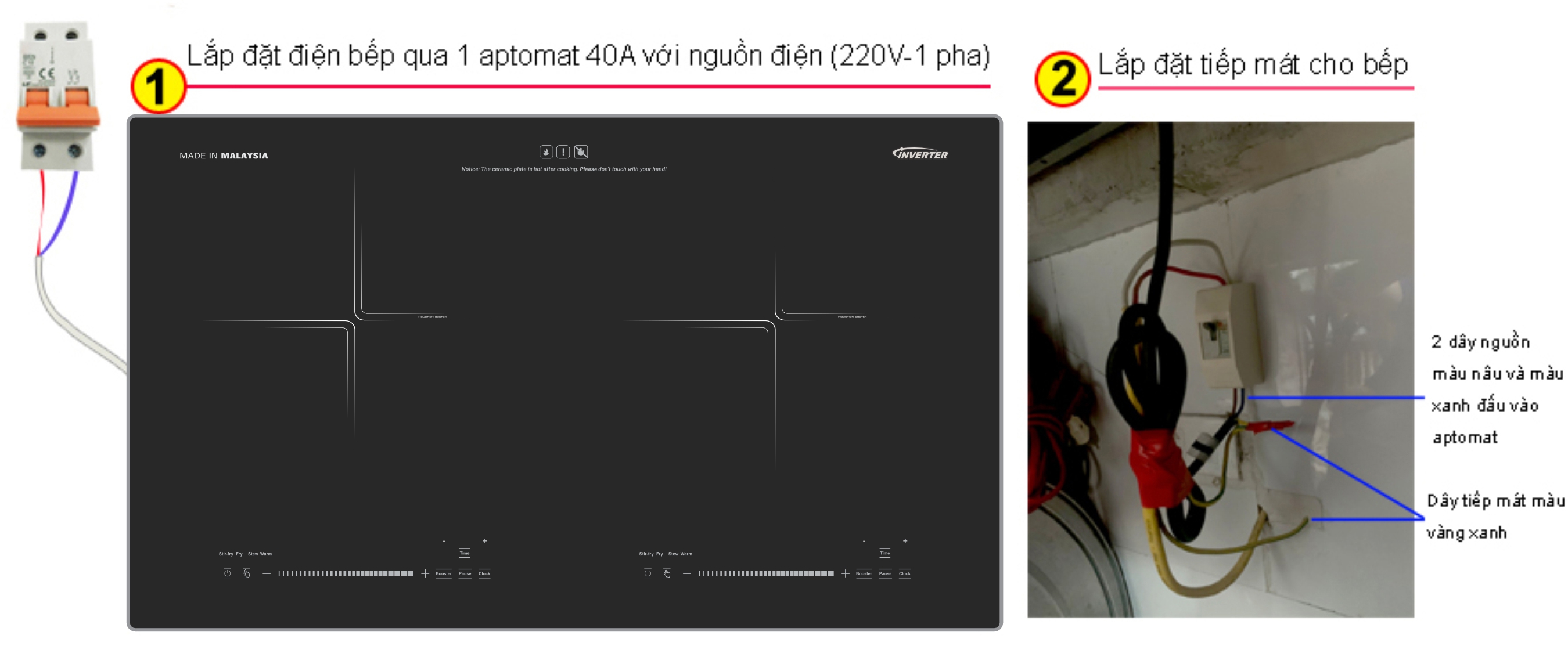 Hướng dẫn lắp đặt điện cho bếp từ đôi malaysia