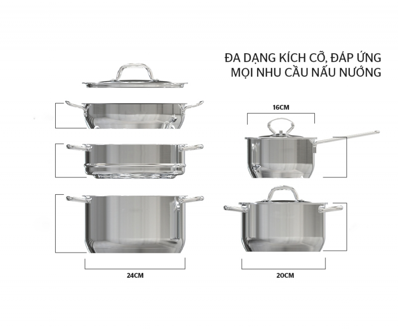 Bộ Nồi Inox Từ 5 Nồi