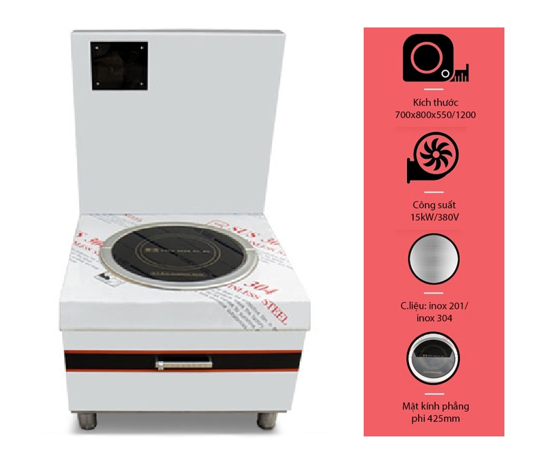 Bếp Hầm Đơn Điện Từ 15KW Phi 425