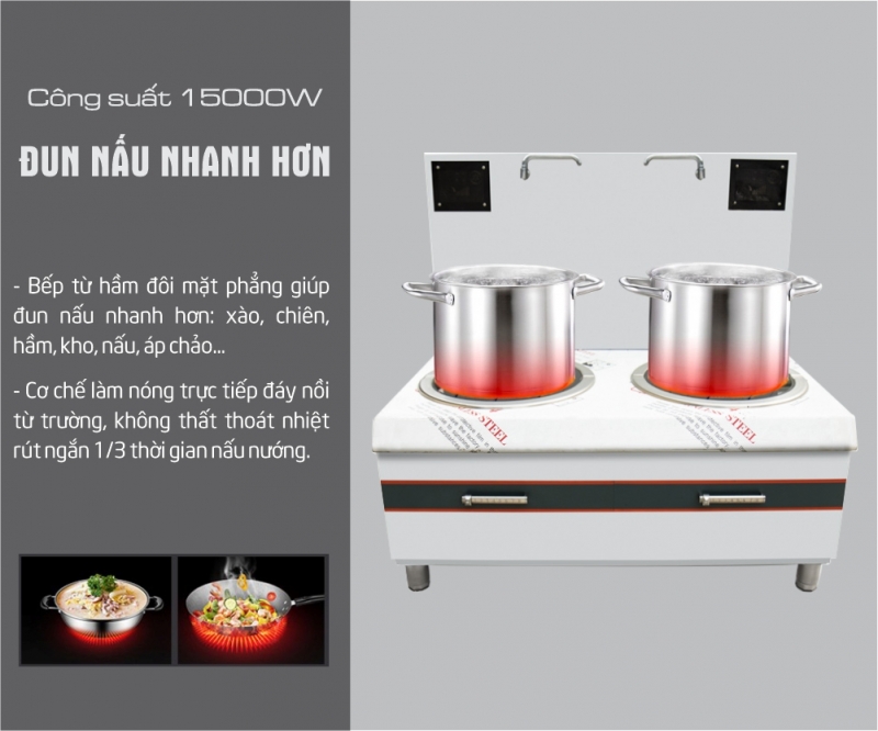 bếp điện từ công nghiệp 15kw