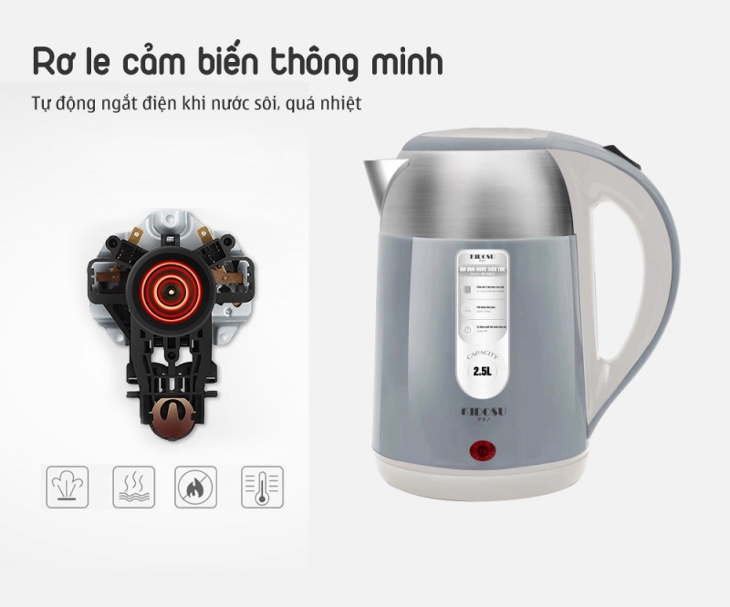 Chế độ tự động tắt khi nước sôi hoặc cạn nước