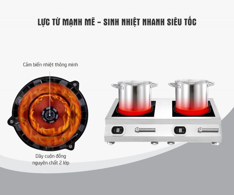 bếp điện từ công nghiệp 5kw sinh nhiệt nhanh