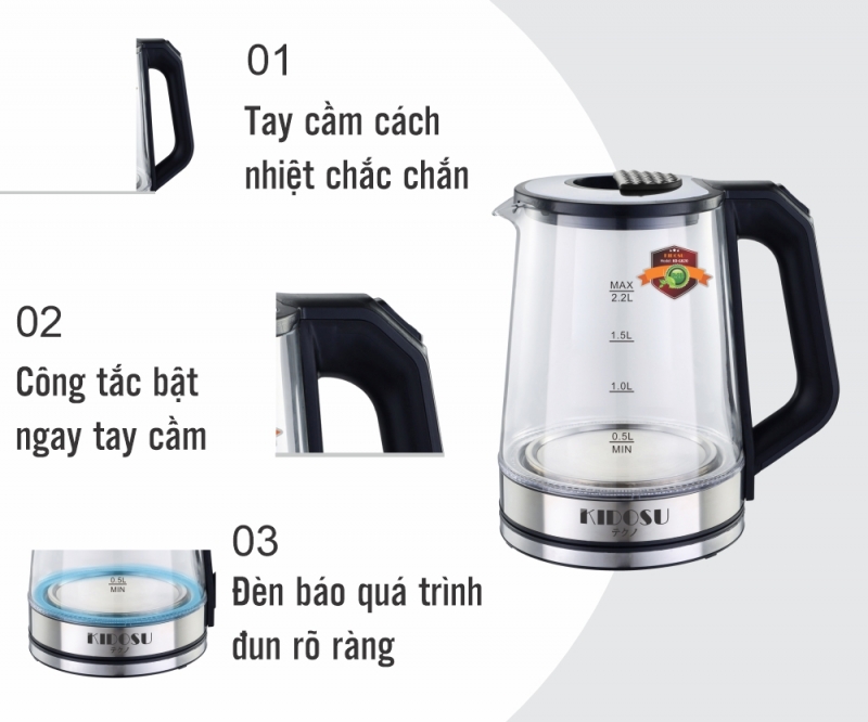 Thân ấm bằng thủy tinh trong suốt cao cấp