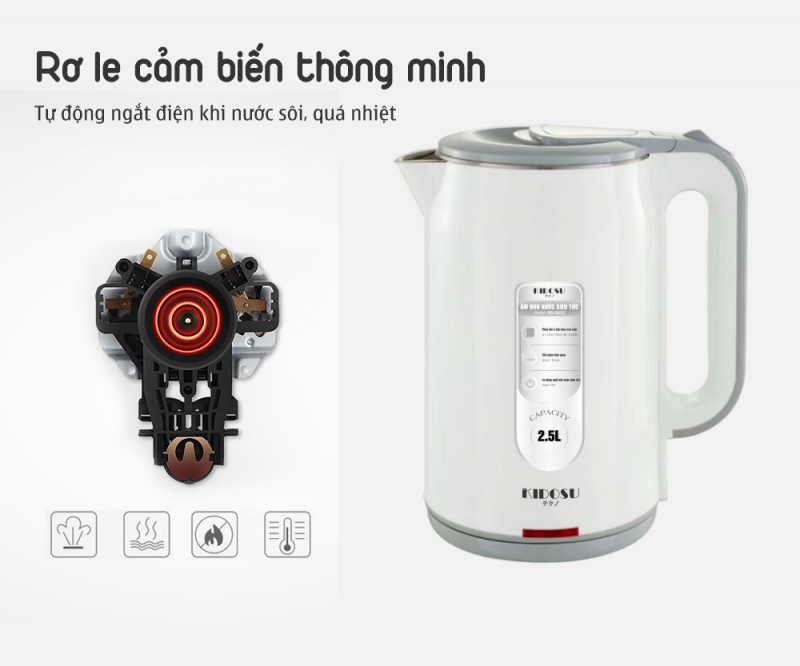 Chế độ tự động tắt khi nước sôi hoặc cạn nước