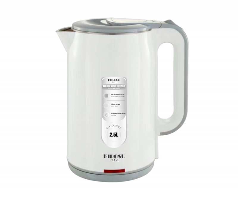 Ấm Siêu Tốc 2 lớp Kidosu Màu Trắng Sữa KD-GK22