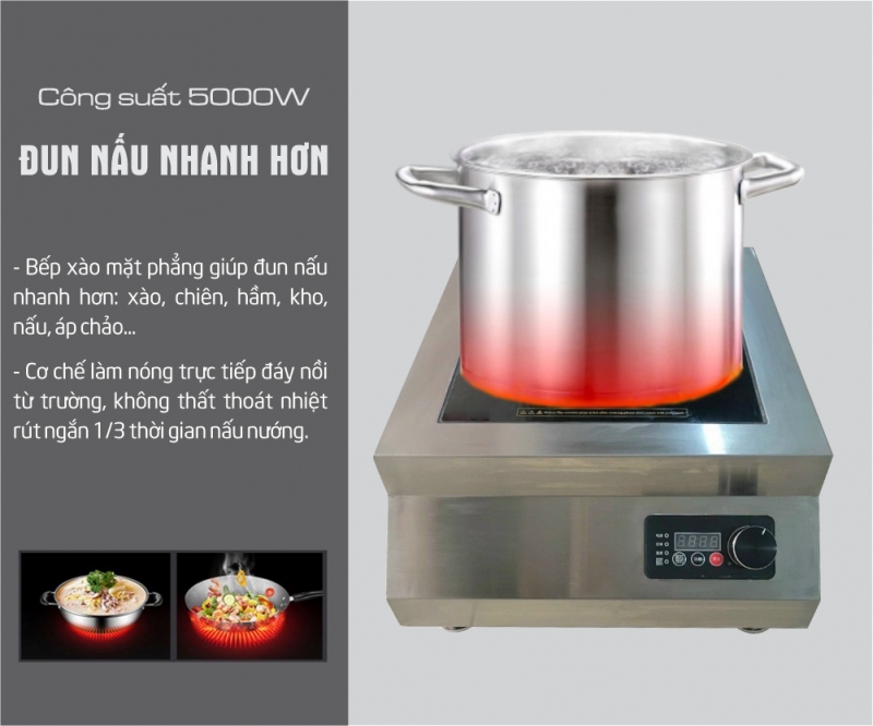 Bếp Từ Công Nghiệp 5Kw Mặt Phẳng
