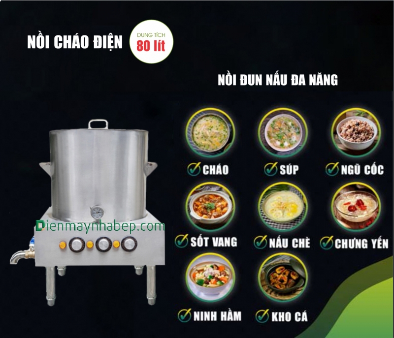 Nồi nấu phở 80 lít đun bằng điện