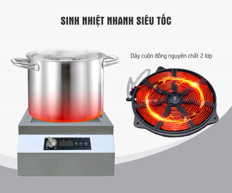 bếp điện từ công nghiệp 3,5kw sinh nhiệt nhanh