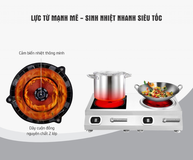 bếp điện từ công nghiệp 5kw sinh nhiệt nhanh
