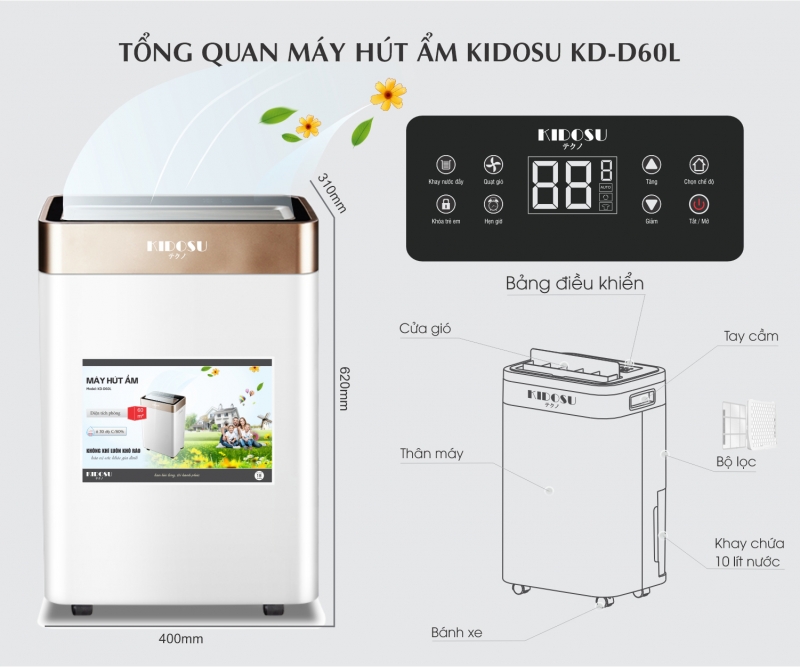 Máy hút ẩm Kidosu 60 Lít KD-D60L
