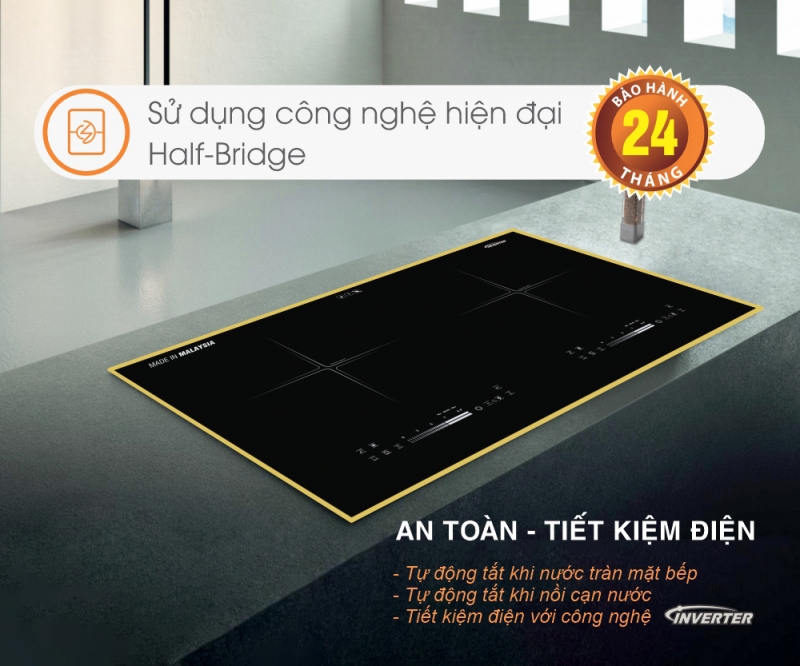 Bếp từ đôi sử dụng công nghệ hiện đại Half-Bridge