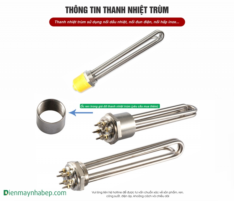 Thanh nhiệt 9kw trùm Thanh điện trở 9kw trùm