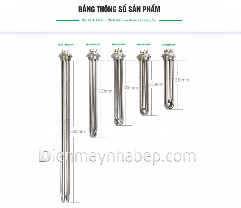 Thanh mayso 6kw nồi hơi Thanh điện trở 6kw nồi hơi