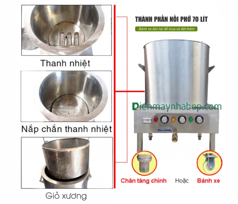 Nồi nấu phở 70 lít đun bằng điện