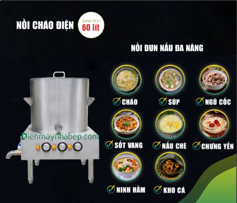 Nồi nấu phở 60 lít đun bằng điện