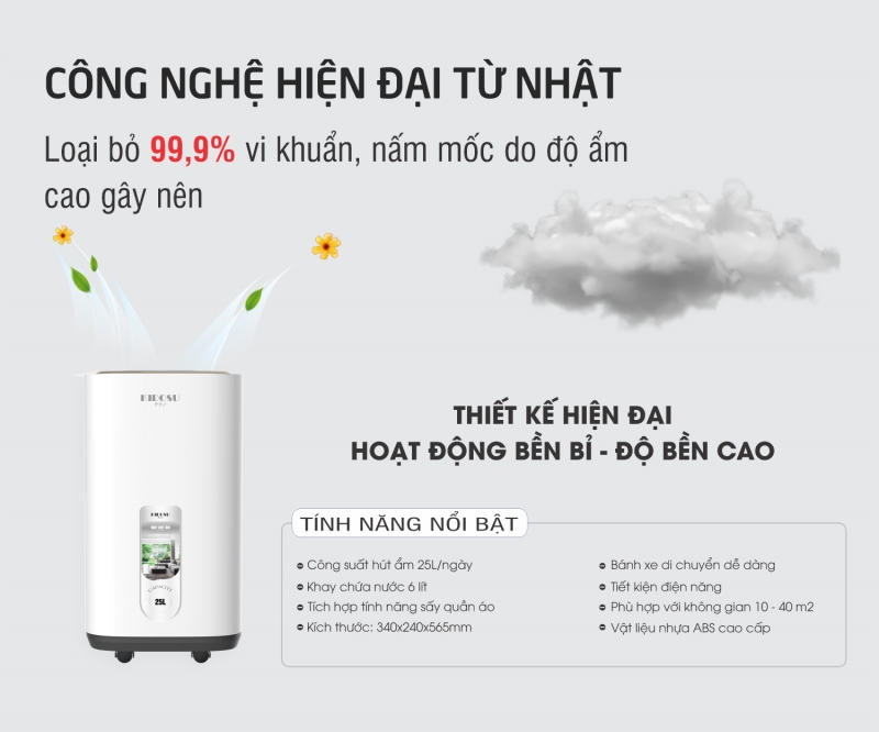 Máy hút ẩm 25 lít Kidosu KD-D26L